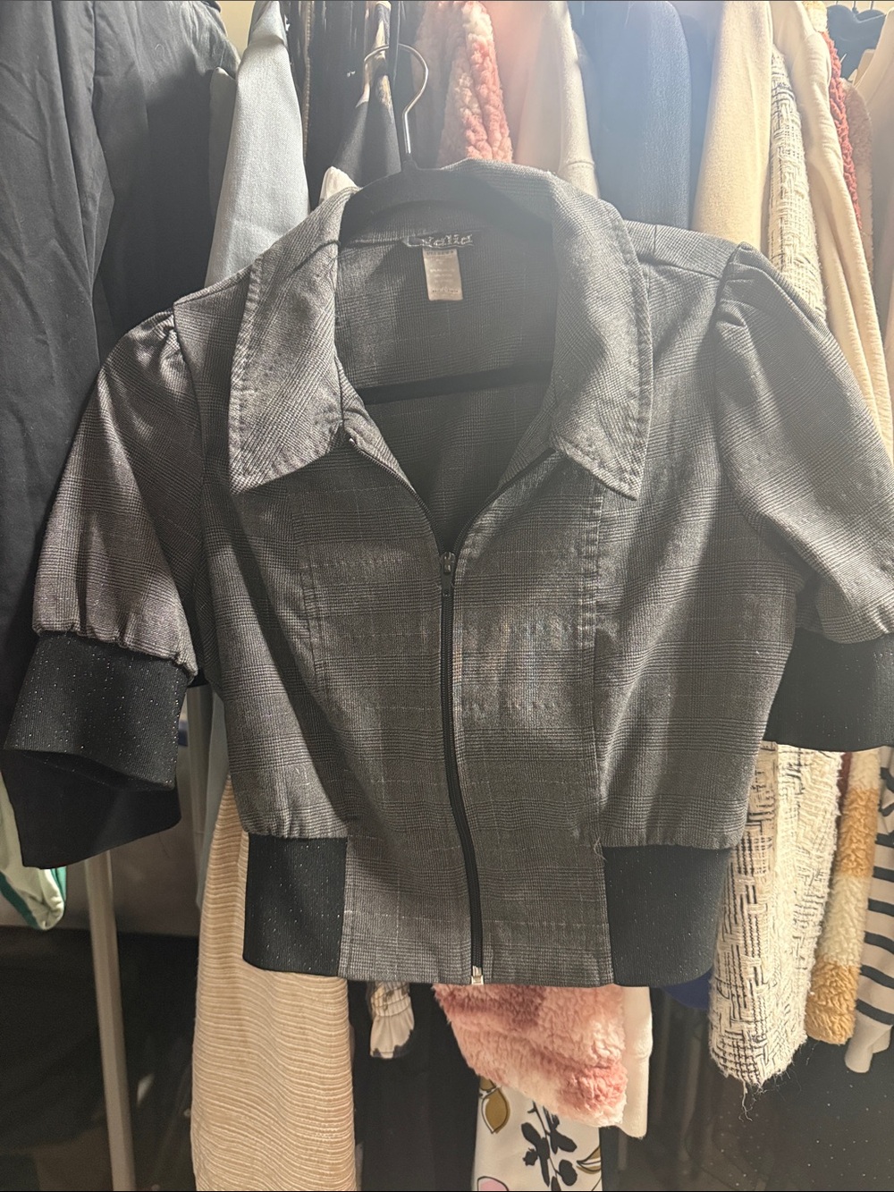 Valia Black Short Sleeve Zip Front Jacket